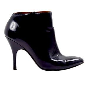 Black LANVIN patent-leather boots with heels, pointed toe 36
